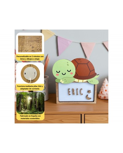 Lampara wondee vintiun personalizable con kit de letras tortuga