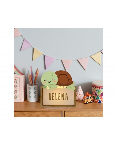Lampara wondee vintiun personalizable con kit de letras tortuga