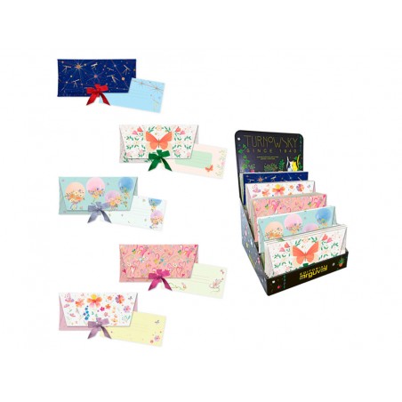 Sobres de regalo arguval con lazo tarjeta 4 modelos papel 250 gr con relieve y holografia 23x11 cm