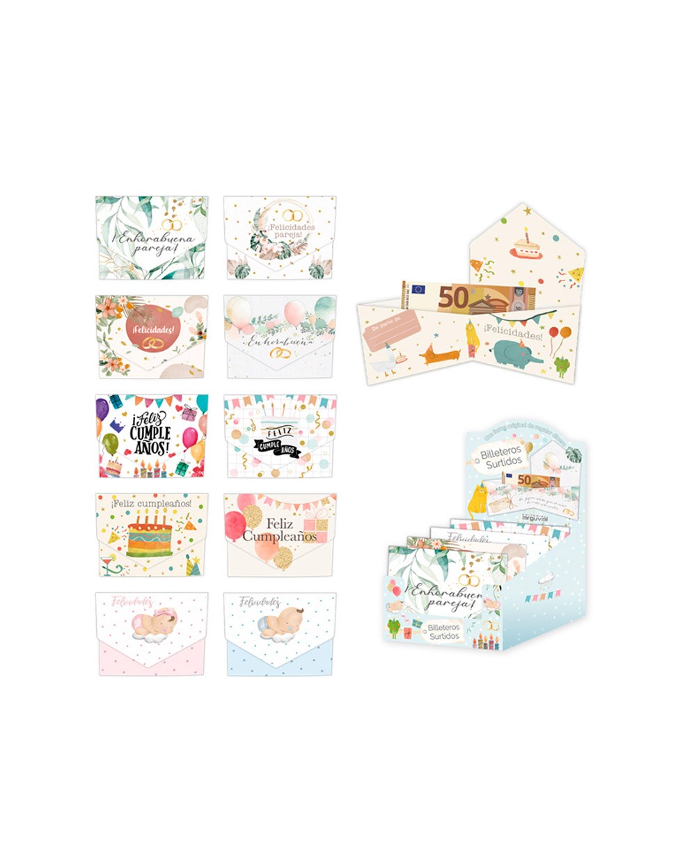 Billetero cierre surtido plata