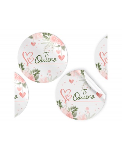 Etiqueta adhesiva arguval redonda flores te quiero rollo de 250 unidades
