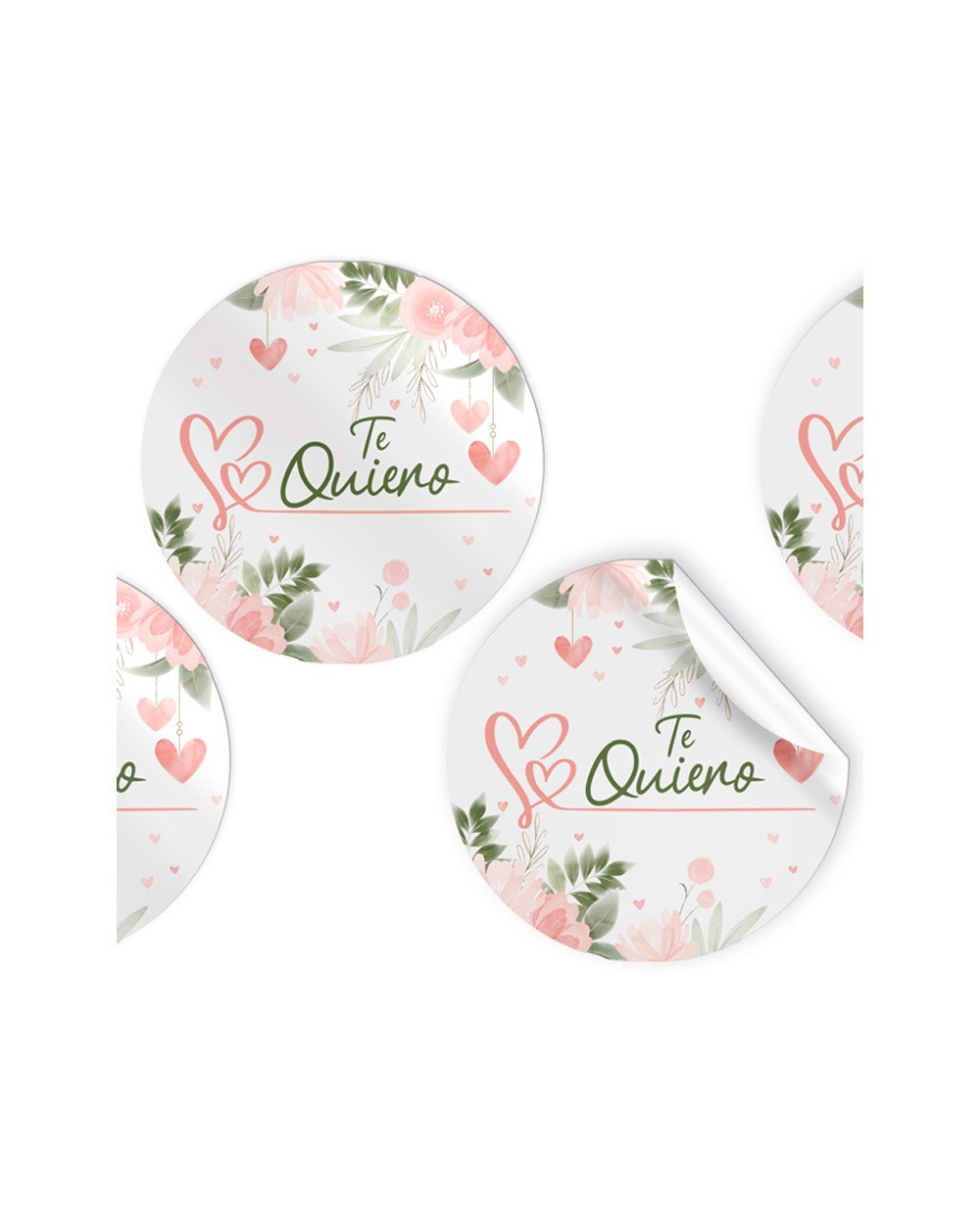 Etiqueta adhesiva arguval redonda flores te quiero rollo de 250 unidades