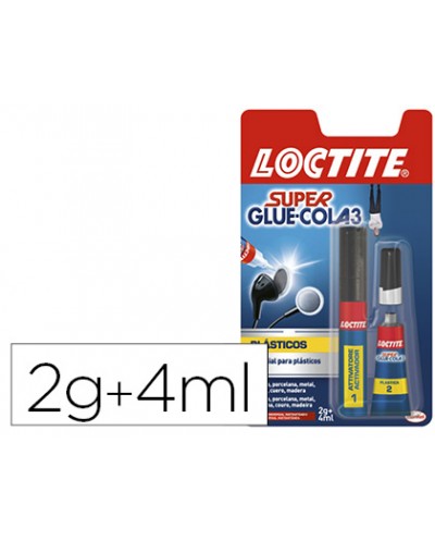 Pegamento loctite super glue 3 adhesivo instantaneo especial plastico dificiles blister 1 tubo 2 gr 1 rotulador 4 ml