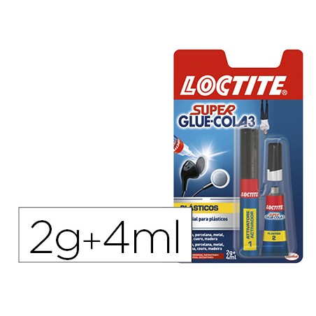 Pegamento loctite super glue 3 adhesivo instantaneo especial plastico dificiles blister 1 tubo 2 gr 1 rotulador 4 ml