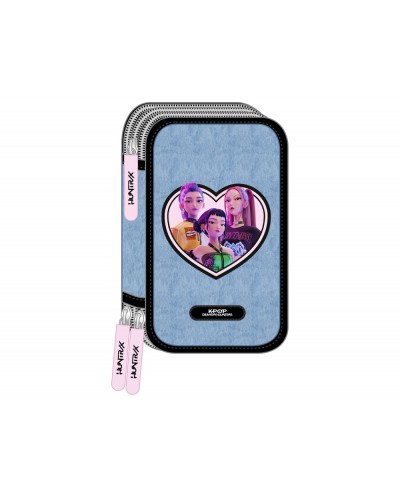 Plumier escolar safta triple 37 piezas k pop demon hunters x 195x125x55 mm