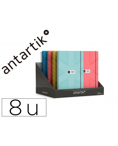 Agenda escolar antartik 26 27 espiral pack and go disenos surtidos bilingue 80g papel fsc expositor 8 unidades