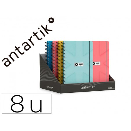 Agenda escolar antartik 26 27 espiral pack and go disenos surtidos bilingue 80g papel fsc expositor 8 unidades