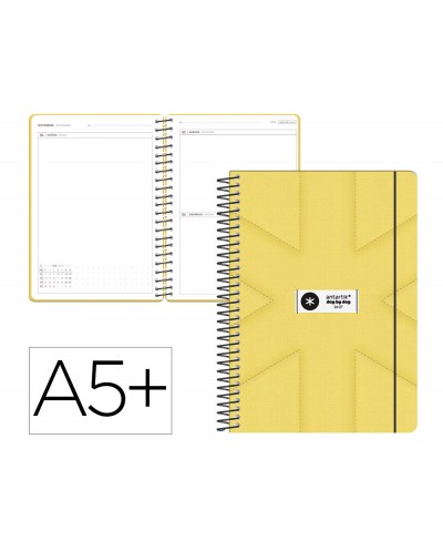 Agenda escolar antartik 26 27 espiral pack and go dia paginaa5 bilingue 80g papel fsc amarillo