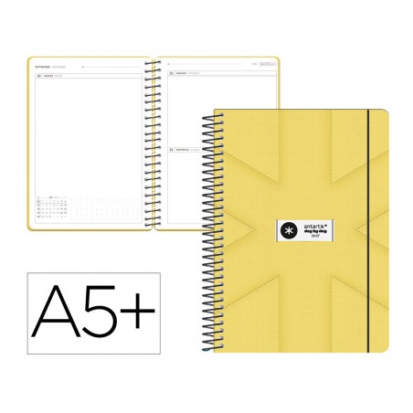 Agenda escolar antartik 26 27 espiral pack and go dia paginaa5 bilingue 80g papel fsc amarillo