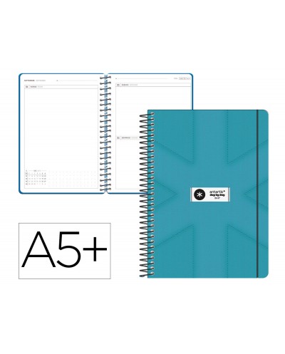 Agenda escolar antartik 26 27 espiral pack and go dia paginaa5 bilingue 80g papel fsc turquesa