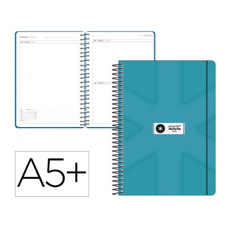 Agenda escolar antartik 26 27 espiral pack and go dia paginaa5 bilingue 80g papel fsc turquesa
