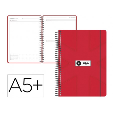 Agenda escolar antartik 26 27 espiral pack and go dia paginaa5 bilingue 80g papel fsc rojo