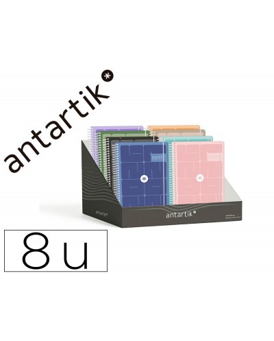 Agenda escolar antartik 26 27 espiral essentials disenos surtidos bilingue 80g papel fsc expositor 8 unidades