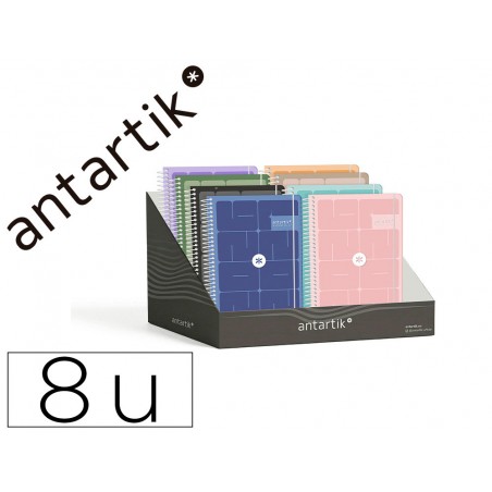 Agenda escolar antartik 26 27 espiral essentials disenos surtidos bilingue 80g papel fsc expositor 8 unidades