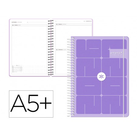 Agenda escolar antartik 26 27 espiral essentials dia pagina a5 bilingue 80g papel fsc verde militar