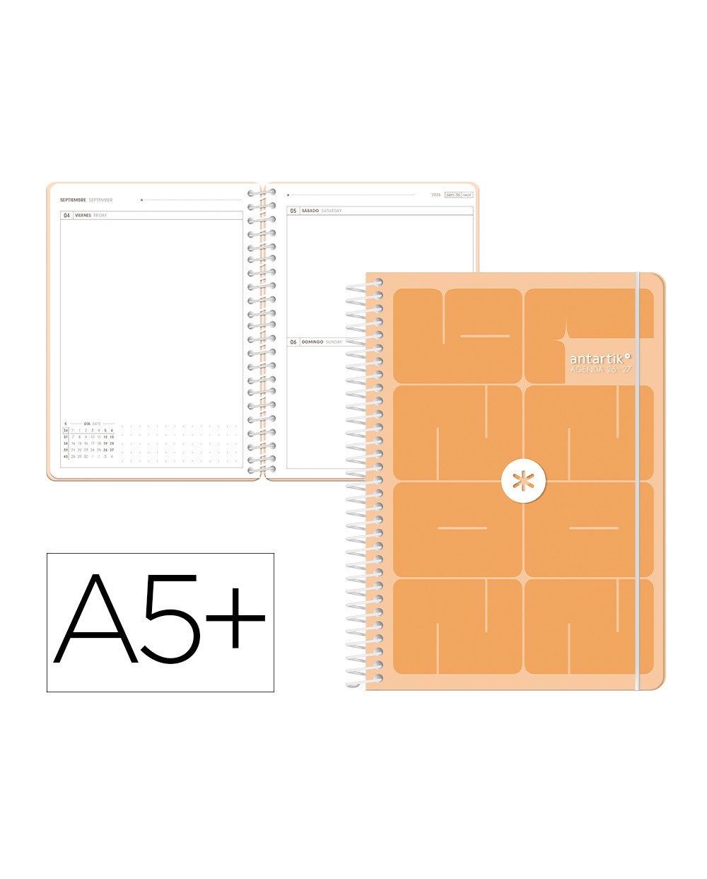 Agenda escolar antartik 26 27 espiral essentials dia pagina a5 bilingue 80g papel fsc rojo