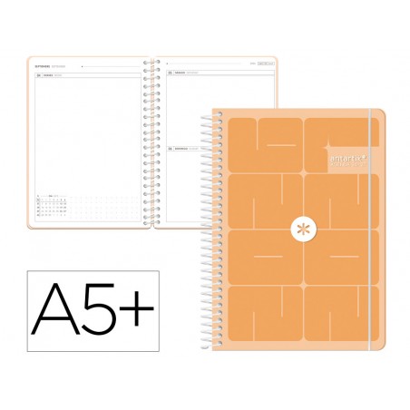 Agenda escolar antartik 26 27 espiral essentials dia pagina a5 bilingue 80g papel fsc rojo