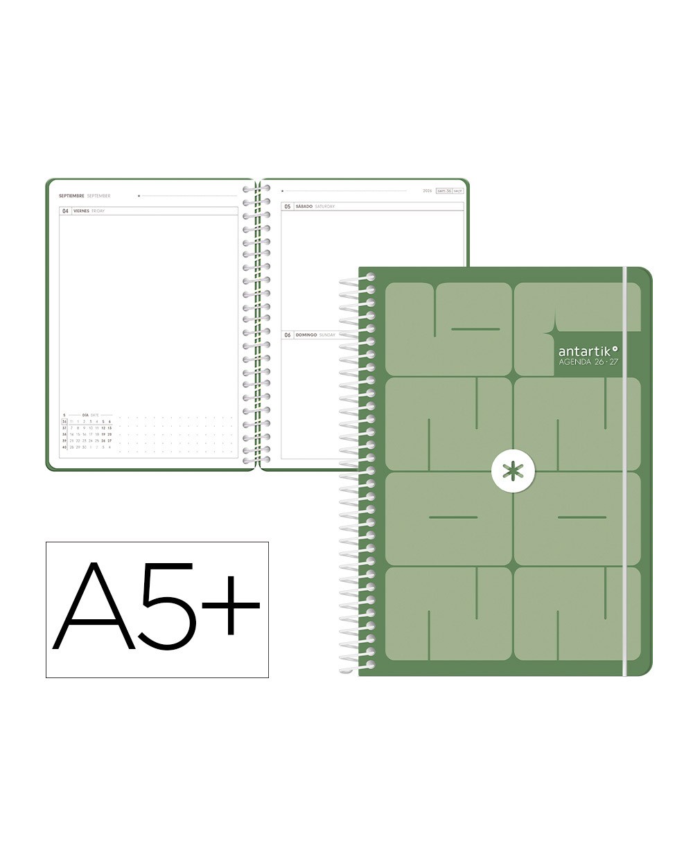 Agenda escolar antartik 26 27 espiral essentials dia pagina a5 bilingue 80g papel fsc rosa