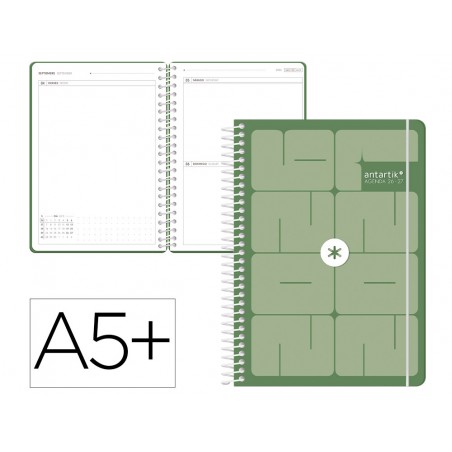 Agenda escolar antartik 26 27 espiral essentials dia pagina a5 bilingue 80g papel fsc rosa