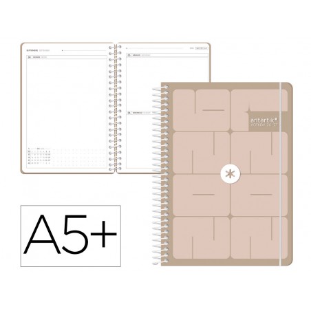Agenda escolar antartik 26 27 espiral essentials dia pagina a5 bilingue 80g papel fsc morado