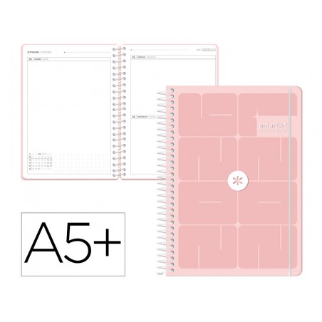 Agenda escolar antartik 26 27 espiral essentials dia pagina a5 bilingue 80g papel fsc azul turquesa