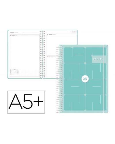Agenda escolar antartik 26 27 espiral essentials dia pagina a5 bilingue 80g papel fsc azul oscuro