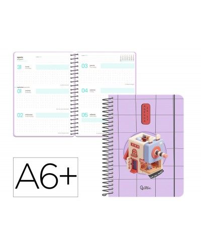 Agenda escolar liderpapel 26 27 espiral oreiental semana vista a6 bilingue 80g papel fsc sacapuntas