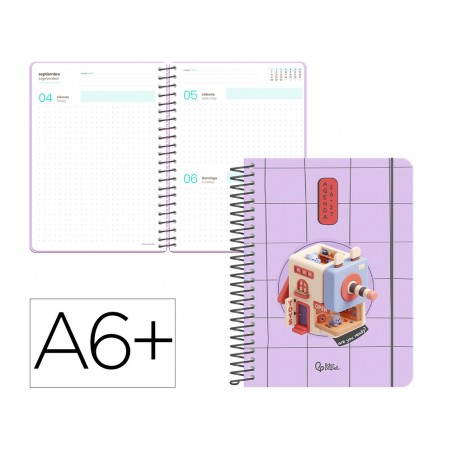 Agenda escolar liderpapel 26 27 espiral oriental dia pagina a6 bilingue 80g papel fsc sacapuntas
