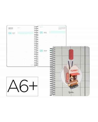 Agenda escolar liderpapel 26 27 espiral oriental dia pagina a6 bilingue 80g papel fsc fideos