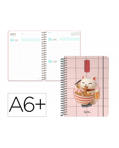 Agenda escolar liderpapel 26 27 espiral oriental dia pagina a6 bilingue 80g papel fsc gato