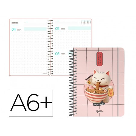 Agenda escolar liderpapel 26 27 espiral oriental dia pagina a6 bilingue 80g papel fsc gato