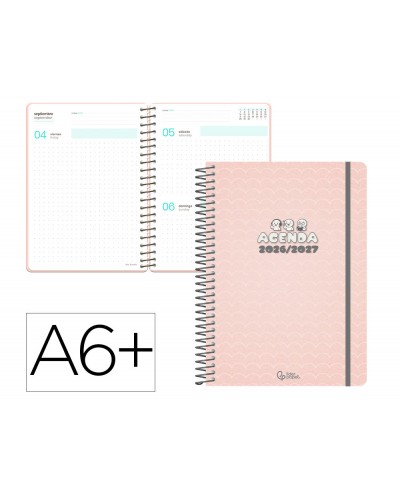 Agenda escolar liderpapel 26 27 espiral pattern dia pagina a6 bilingue 80g papel fsc waves