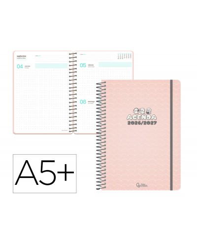 Agenda escolar liderpapel 26 27 espiral pattern dia pagina a5 bilingue 80g papel fsc waves