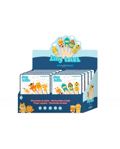 Marionetas de dedos imaginovo tiny tales pvc expositor de carton sobremesa 10 unidades surtidas 360x235x320 mm