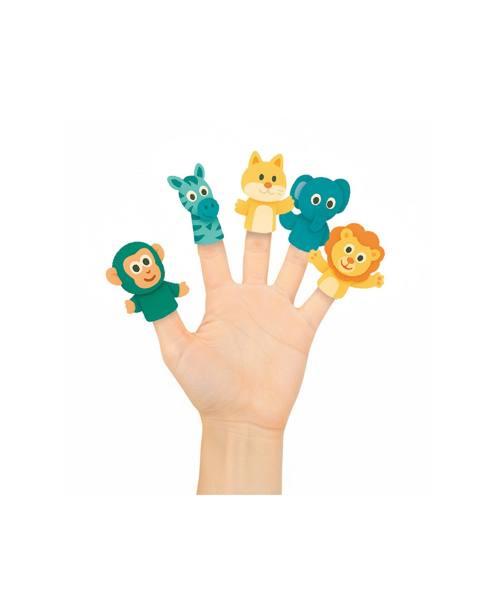 Marionetas de dedos imaginovo tiny tales pvc selva blister de 5 unidades surtidas