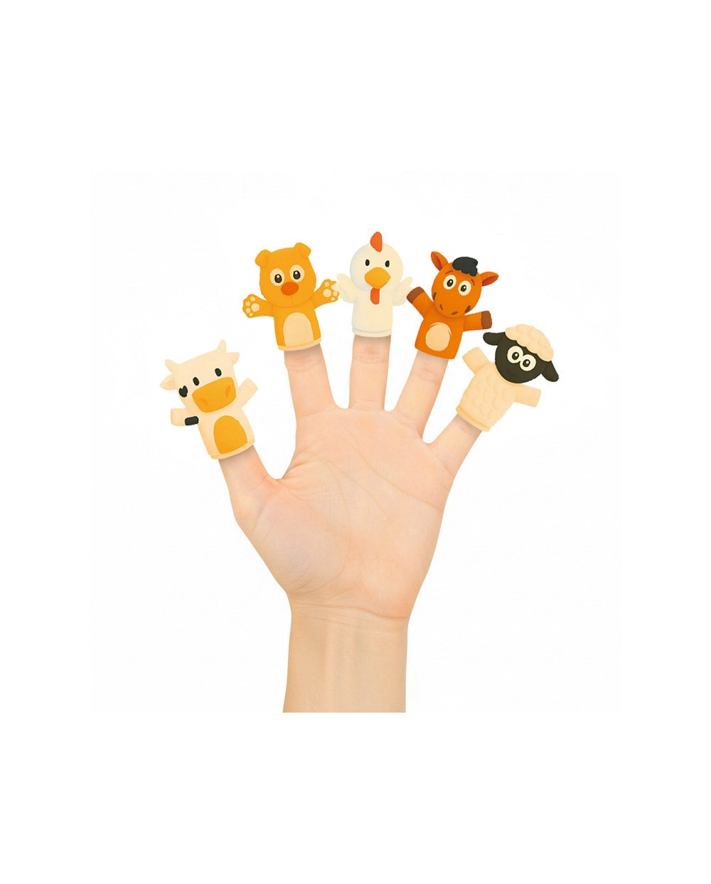 Marionetas de dedos imaginovo tiny tales pvc granja blister de 5 unidades surtidas