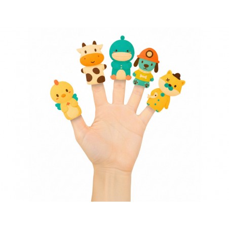 Marionetas de dedos imaginovo tiny tales pvc animales fantasia blister de 5 unidades surtidas
