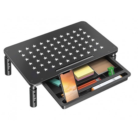 Soporte q connect para monitor metalico regulable en altura con bandeja 370x235x145 mm