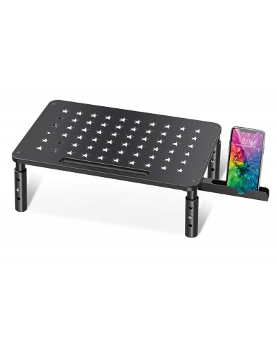 Soporte q connect para monitor metalico regulable en altura con soporte para movil 371x235x145 mm