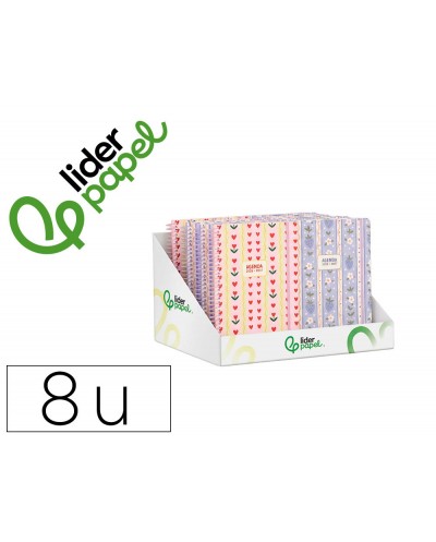 Agenda escolar liderpapel 26 27 espiral cottage disenos surtidos bilingue 80 g papel fsc expositor 8 unidades