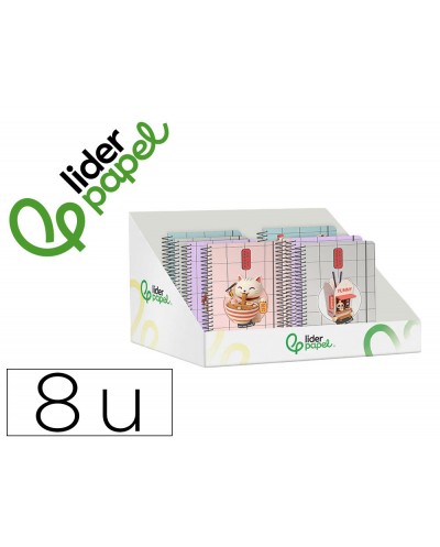 Agenda escolar liderpapel 26 27 espiral oriental disenos surtidos bilingue 80 g papel fsc expositor 8 unidades