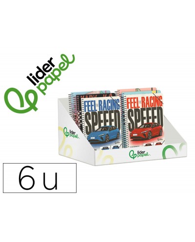 Agenda escolar liderpapel 26 27 espiral mix disenos surtidos bilingue 80g papel fsc expositor 6 unidades