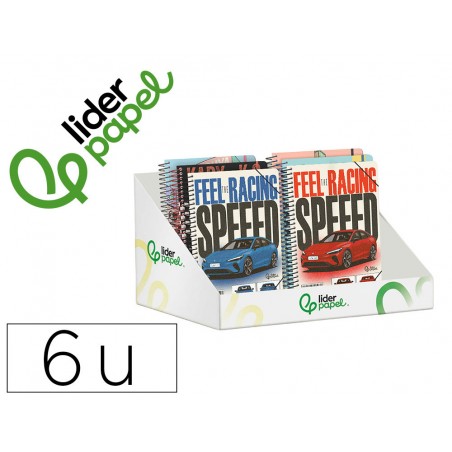 Agenda escolar liderpapel 26 27 espiral mix disenos surtidos bilingue 80g papel fsc expositor 6 unidades