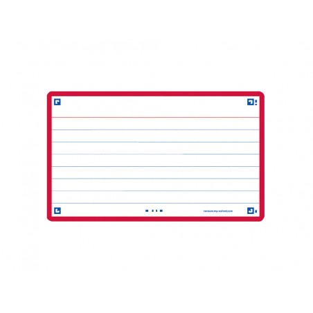 Ficha de revision oxford flashcards 20 75x125 mm 250 g rayado horizontal color rojo paquete de 30 unidades