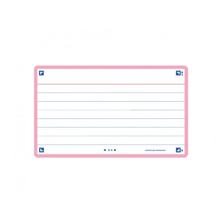 Ficha de revision oxford flashcards 20 75x125 mm 250 g rayado horizontal color rosa paquete de 30 unidades