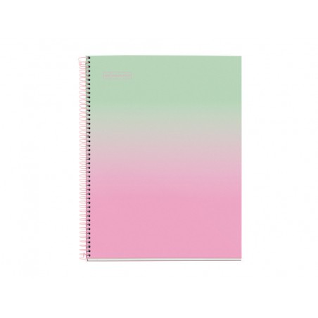 Cuaderno espiral miquelrius din a4 80 hojas cuadro 5 mm 90 gr gradient rosa verde menta
