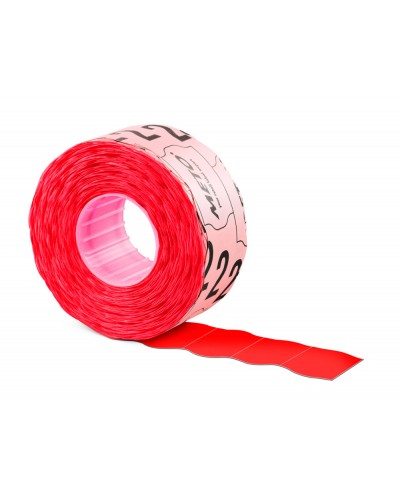Etiquetas meto onduladas 26x12 mm rojo fluorescente adh 2 caja de 6 rollos de 1000 unidades