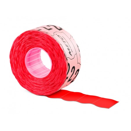 Etiquetas meto onduladas 26x12 mm rojo fluorescente adh 2 caja de 6 rollos de 1000 unidades