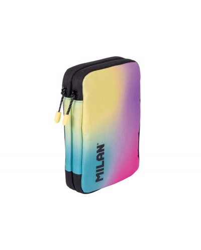 Plumier escolar milan coleccion sunset doble cremallera con accesorios color negro 198x143x40 mm