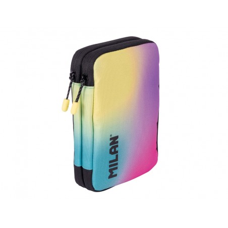 Plumier escolar milan coleccion sunset doble cremallera con accesorios color negro 198x143x40 mm